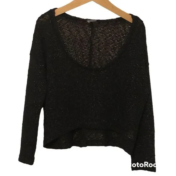 Urban Outfitters Sparkle & Fade Shimmer Knit 3/4 Sleeve Crop Top - Picture 1 of 8
